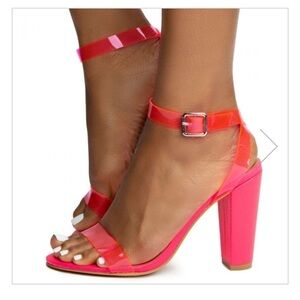Bamboo Mania-41 One Band Heels Neon Pink Size 8